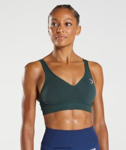 衣類 Gymshark バイタル シームレス 2.0 V ネック スポーツ ブラ ウッドランドグリーンマール 女性 T2X264205