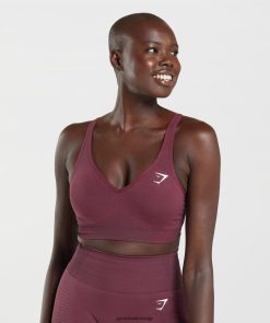 衣類 Gymshark バイタル シームレス 2.0 V ネック スポーツ ブラ ベイクドマルーンマール 女性 T2X264207