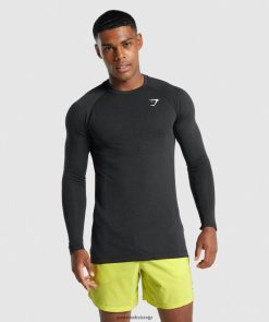 衣類 Gymshark バイタルライトシームレス長袖Tシャツ ブラックメランジ 男性 T2X264746
