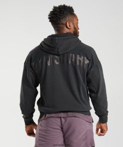 衣類 Gymshark パワーウォッシュドパーカー 黒 男性 T2X264835