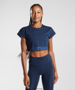 衣類 Gymshark フラクションクロップトップ 海軍 女性 T2X264487