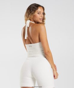 衣類 Gymshark ホイットニー アイラッシュ ニット ミディ ホルター トップ 天窓白 女性 T2X264423