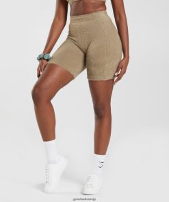 衣類 Gymshark ホイットニーアイラッシュニットショーツ セメントブラウン 女性 T2X264101