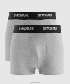 衣類 Gymshark ボクサー 2 パック ライトグレーメランジ 男性 T2X2641051