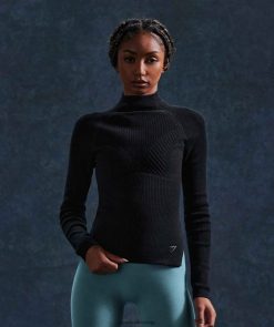 衣類 Gymshark ポーズニットウェア長袖トップ ブラック/オニキスグレー 女性 T2X264461