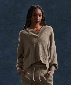 衣類 Gymshark ポーズニットパーカー セメントブラウン/ペブルグレー 女性 T2X264384