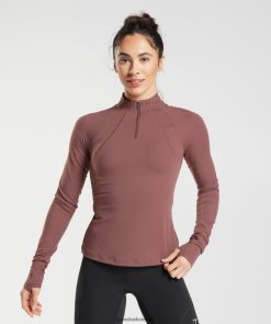 衣類 Gymshark ランニング1/4ジップ マゼンタブラウン 女性 T2X264359