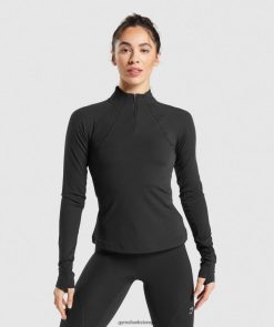 衣類 Gymshark ランニング1/4ジップ 黒 女性 T2X264349