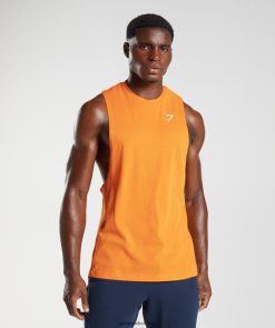 衣類 Gymshark リアクトドロップアームタンク サンバーストオレンジ 男性 T2X264948