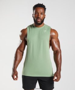 衣類 Gymshark リアクトドロップアームタンク ティーグリーン 男性 T2X264970
