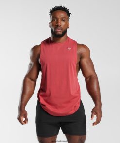 衣類 Gymshark リアクトドロップアームタンク 天日干しの赤 男性 T2X264974