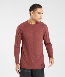衣類 Gymshark リテイクシームレス長袖Tシャツ ローズブラウン/ブラックメール 男性 T2X264606