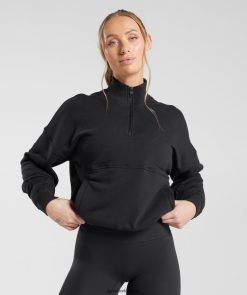 衣類 Gymshark レガシー 1/4 ジップ スウェットシャツ 黒 女性 T2X264412