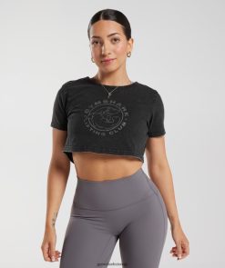 衣類 Gymshark レガシー ウォッシュド クロップトップ 黒 女性 T2X264429