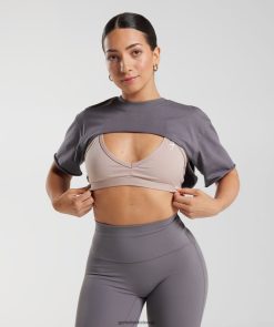 衣類 Gymshark レガシーシュラッグトップ チタングレー 女性 T2X264494