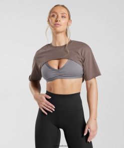 衣類 Gymshark レガシーシュラッグトップ トリュフブラウン 女性 T2X264495