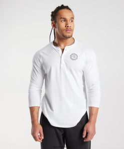衣類 Gymshark レガシーヘンリートップ 白 男性 T2X264655