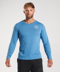 衣類 Gymshark レガシーロングスリーブTシャツ 海岸の青 男性 T2X264675