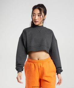 衣類 Gymshark レストデイ スウェット クロップドプルオーバー ブラックコアマール 女性 T2X264364