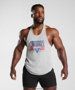 衣類 Gymshark レトロウェーブストリンガー ライトグレーのコアマール 男性 T2X264989
