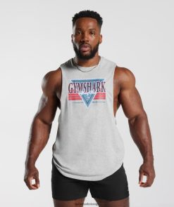 衣類 Gymshark レトロウェーブドロップアームタンク ライトグレーのコアマール 男性 T2X264886