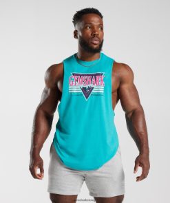衣類 Gymshark レトロウェーブドロップアームタンク エーゲブルー 男性 T2X264893