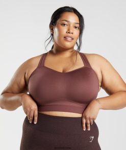 衣類 Gymshark レーサーバックハイサポートスポーツブラ チェリーブラウン 女性 T2X264160