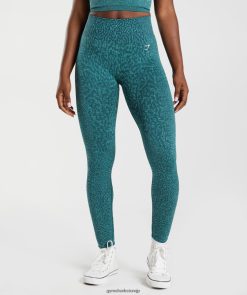 衣類 Gymshark 動物のシームレスなレギンスを適応します。 サンゴ礁 |ウィンターティール 女性 T2X264292