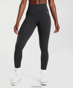 衣類 Gymshark 動物のシームレスなレギンスを適応します。 サンゴ礁 |黒 女性 T2X264298