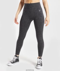 衣類 Gymshark 動物のシームレスなレギンスを適応します。 ワイルド |黒 女性 T2X264258