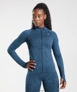 衣類 Gymshark 動物のジップスルーを適応させる ワイルド |海軍 女性 T2X264356