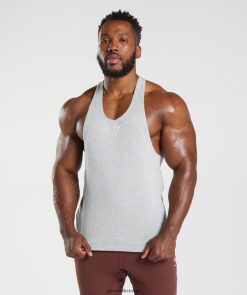 衣類 Gymshark 反応ストリンガー ライトグレーのコアマール 男性 T2X264985