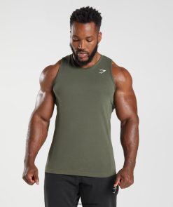 衣類 Gymshark 反応タンク コアオリーブ 男性 T2X264963