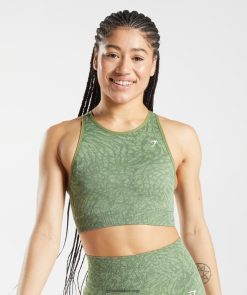 衣類 Gymshark 適応動物シームレススポーツブラ ワイルド |イグアナグリーン 女性 T2X264203