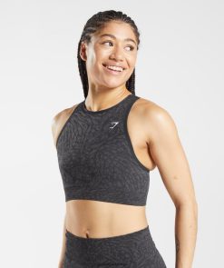 衣類 Gymshark 適応動物シームレススポーツブラ ワイルド |黒 女性 T2X264214