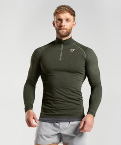 衣類 Gymshark 重要な1/4ジップ コアオリーブ/ブラック 男性 T2X264811