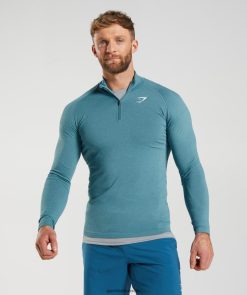 衣類 Gymshark 重要な1/4ジップ サンダーブルー/アイスバーグブルー 男性 T2X264857