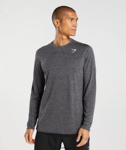 衣類 Gymshark 長袖Tシャツ入荷 ブラック/シルエットグレーメランジ 男性 T2X264601