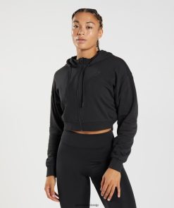 衣類 Gymshark GS パワー クロップド ジップ パーカー 黒 女性 T2X264354