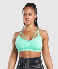衣類 Gymshark GSパワースポーツブラ 明るいターコイズプリント 女性 T2X264187